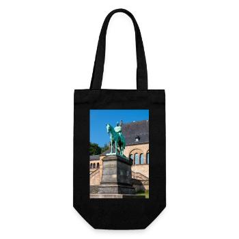 Reiterstandbild Wilhelms I. in der Kaiserpfalz - Geschenkbeutel für Flaschen - Schwarz - Vorne