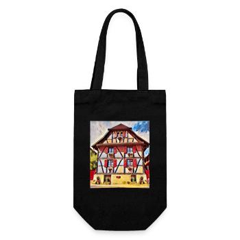 Alsatian House Painting - Gift Bag for Bottles - black - Front