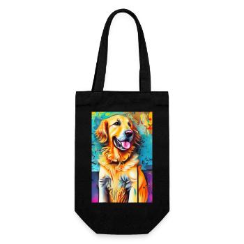 Pop-Art Print modern, Golden Retriever - Geschenkbeutel für Flaschen - Schwarz - Vorne