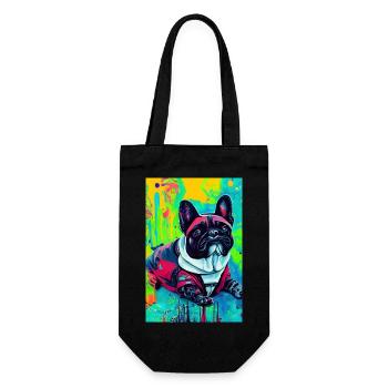 Modern Pop Art Print | colorful | French Bulldog - Gift Bag for Bottles - black - Front