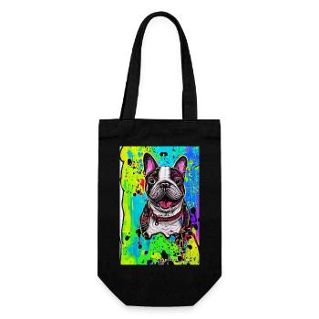 Modern Pop Art Print | colorful | French Bulldog - Gift Bag for Bottles - black - Front