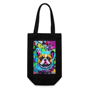 Modern Pop Art Print | colorful | French Bulldog - Gift Bag for Bottles - black - Front