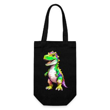 Rainbow T-Rex Dinosaur - Gift Bag for Bottles - black - Front