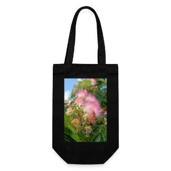 Persischer Seidenbaum auch rosa Seidenbaum auch Mimose - Geschenkbeutel für Flaschen - Schwarz - Vorne