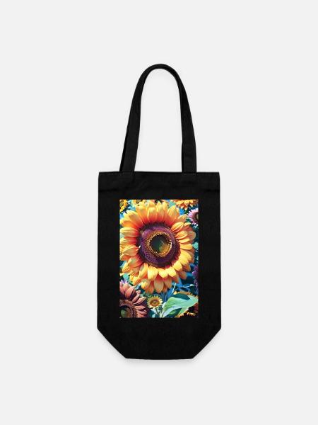 Floral143 - Geschenkbeutel für Flaschen - Schwarz