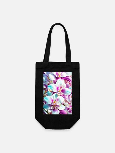 Blumen 136 - Geschenkbeutel für Flaschen - Schwarz