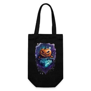 Halloween Kürbis Grusel Fledermaus Schloss Wald - Geschenkbeutel für Flaschen - Schwarz - Vorne