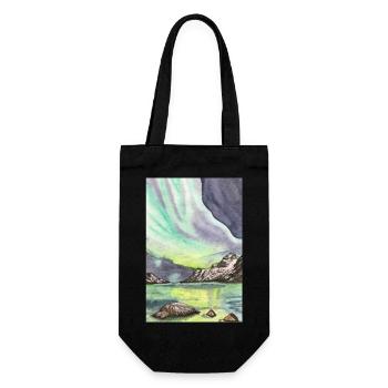 Norway Northern Lights Night Scandinavia Lofoten - Gift Bag for Bottles - black - Front