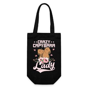 Crazy Capybara Lady Capibara Owner Mammal - Geschenkbeutel für Flaschen - Schwarz - Vorne
