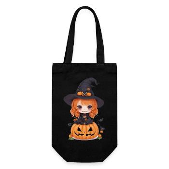 Helloween Kürbis Hexe - Geschenkbeutel für Flaschen - Schwarz - Vorne