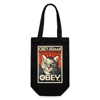 Gehorche dem autoritären Katzen-Propagandaplakat - Geschenkbeutel für Flaschen - Schwarz - Vorne