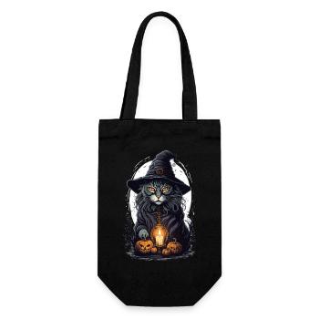 Halloween Katze - Geschenkbeutel für Flaschen - Schwarz - Vorne