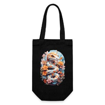 Lebendige Schlangen- und Fantasieblumen: Ein psychedelisches und - Geschenkbeutel für Flaschen - Schwarz - Vorne