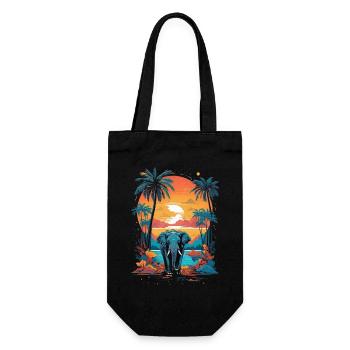 Urban Jungle Majesty: éléphant coloré - Sac à bouteille - noir - Devant