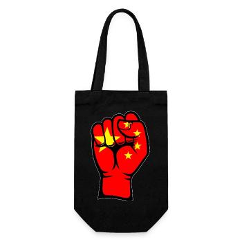 China Flagge Faust Hand Symbol - Geschenkbeutel für Flaschen - Schwarz - Vorne