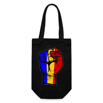 Romania Flag Fist Hand Used Symbol - Gift Bag for Bottles - black - Front