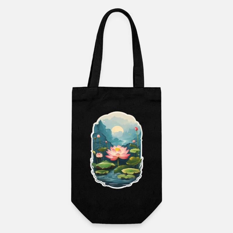 fleur de lotus - Sac à bouteille - noir