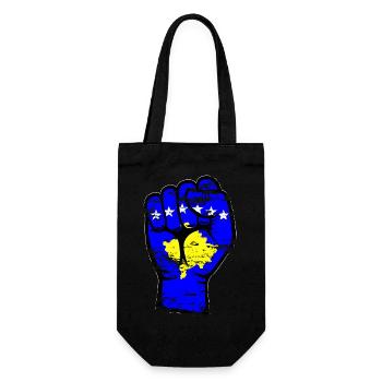 Drapeau du Kosovo Poing Main Utilisé Symbole - Sac à bouteille - noir - Devant