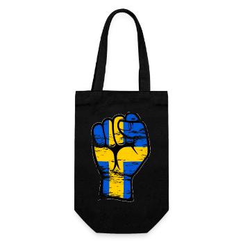 Icône de main de poing de drapeau de la Suède utilisée - Sac à bouteille - noir - Devant