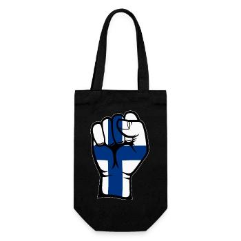 Finnland Flagge Faust Hand Symbol - Geschenkbeutel für Flaschen - Schwarz - Vorne