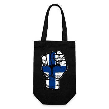 Finnland Flagge Faust Hand Symbol used - Geschenkbeutel für Flaschen - Schwarz - Vorne