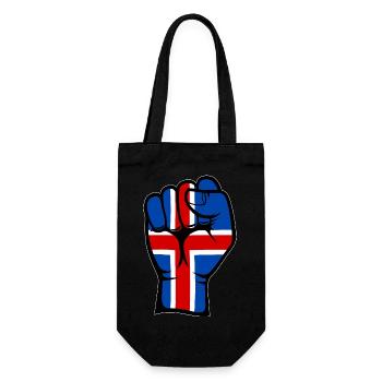 Island Flagge Faust Hand Symbol - Geschenkbeutel für Flaschen - Schwarz - Vorne