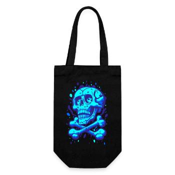 Graffiti Pirate Crâne Bleu - Sac à bouteille - noir - Devant