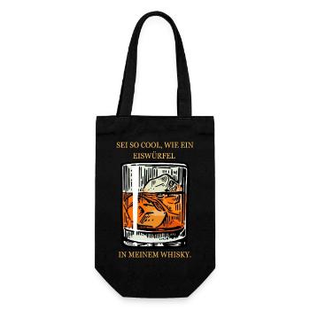 Sei so cool wie ein Eiswürfel in meinem Whisky! - Geschenkbeutel für Flaschen - Schwarz - Vorne
