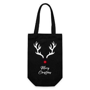 Rudolph Hirsch und Weinachten - Geschenkbeutel für Flaschen - Schwarz - Vorne