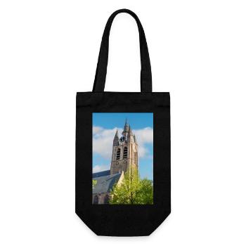 Alte Kirche (Oude Kerk) in Delft, Niederlande - Geschenkbeutel für Flaschen - Schwarz - Vorne