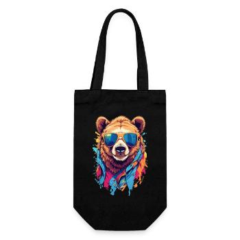 Cool Colourful Bear in Sunglasses - Gift Bag for Bottles - black - Front
