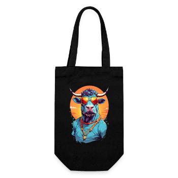 Cool Colourful Bull in Sunglasses - Gift Bag for Bottles - black - Front
