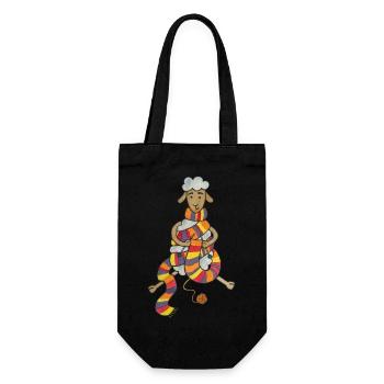 Cute Sheep Knitting Crochet Wool - Gift Bag for Bottles - black - Front