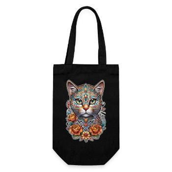 Cat Mexico - Dia de los Muertos - Gift Bag for Bottles - black - Front
