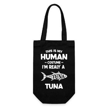 Das ist mein menschliches Kostüm Ich bin wirklich Thunfisch Papa Lustig - Geschenkbeutel für Flaschen - Schwarz - Vorne