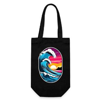 Wave - Summer - Holidays - Gift Bag for Bottles - black - Front