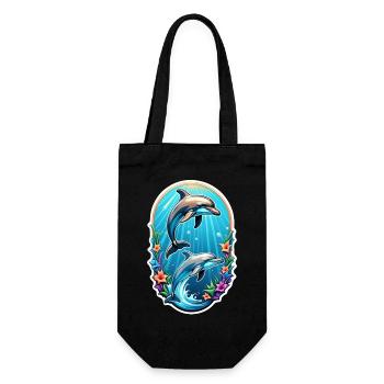 dauphin et ocean - Sac à bouteille - noir - Devant