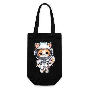 Astronaut Katze - Weltraum - Geschenkbeutel für Flaschen - Schwarz - Vorne