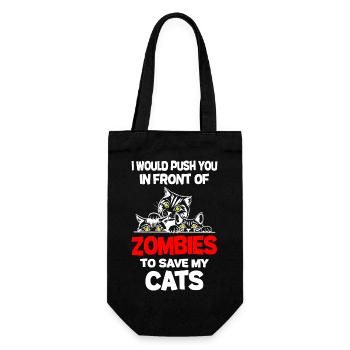 Pushed You In Front Of Zombies To Save My Cats - Gift Bag for Bottles - black - Front