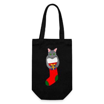 chat de Noël chaton de Noël chat de Noël - Sac à bouteille - noir - Devant