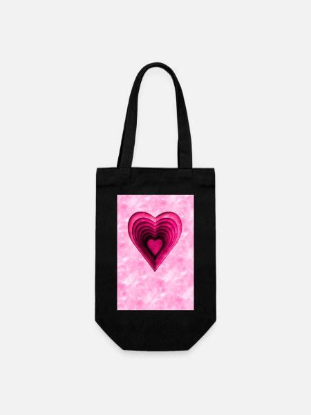 Coeur rose - Sac à bouteille - noir