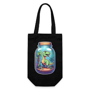 Dinosaur in a Cartoon Jar - Gift Bag for Bottles - black - Front