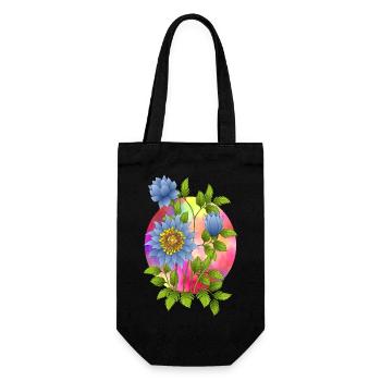 Flowers - Gift Bag for Bottles - black - Front