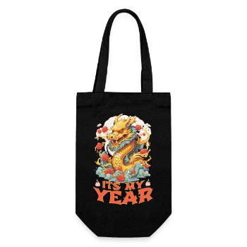 Year Of The Dragon Happy Chinese New Year 2024 - Geschenkbeutel für Flaschen - Schwarz - Vorne