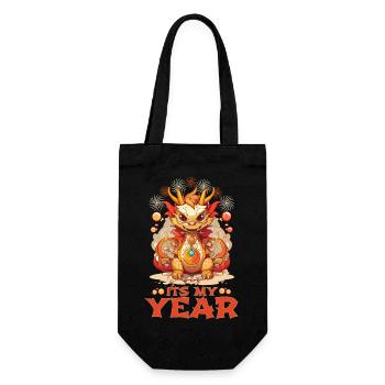 Year Of The Dragon Happy Chinese New Year 2024 - Geschenkbeutel für Flaschen - Schwarz - Vorne