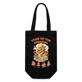 Year Of The Dragon Happy Chinese New Year 2024 - Geschenkbeutel für Flaschen - Schwarz - Vorne