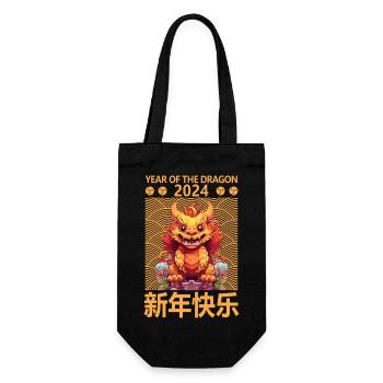 Year Of The Dragon Happy Chinese New Year 2024 - Geschenkbeutel für Flaschen - Schwarz - Vorne