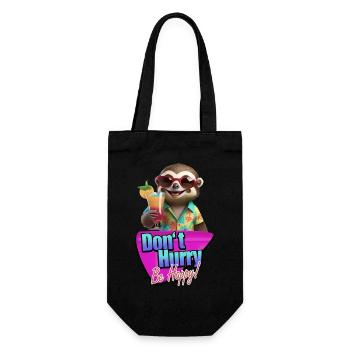 Don’t Hurry Be Happy cute little sloth Hawaiian - Gift Bag for Bottles - black - Front