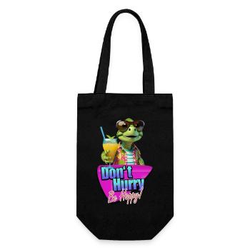 Don’t Hurry Be Happy cute little tortoise turtle - Gift Bag for Bottles - black - Front