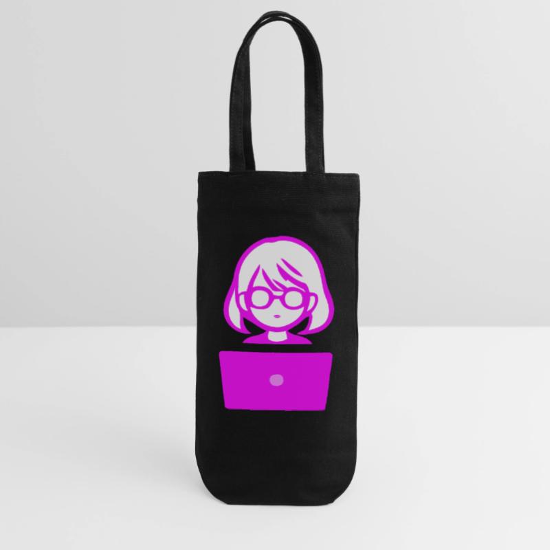 Frau mit Computer Programmierer Coder Geschenkbeutel für Flaschen